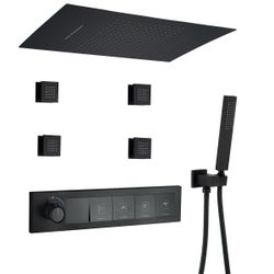 Special Price! Shower System, 24.8*12.99" Two Functions Shower Head Ceiling Mounted with Handheld and Body Jets with Rough-in Valve RB1269