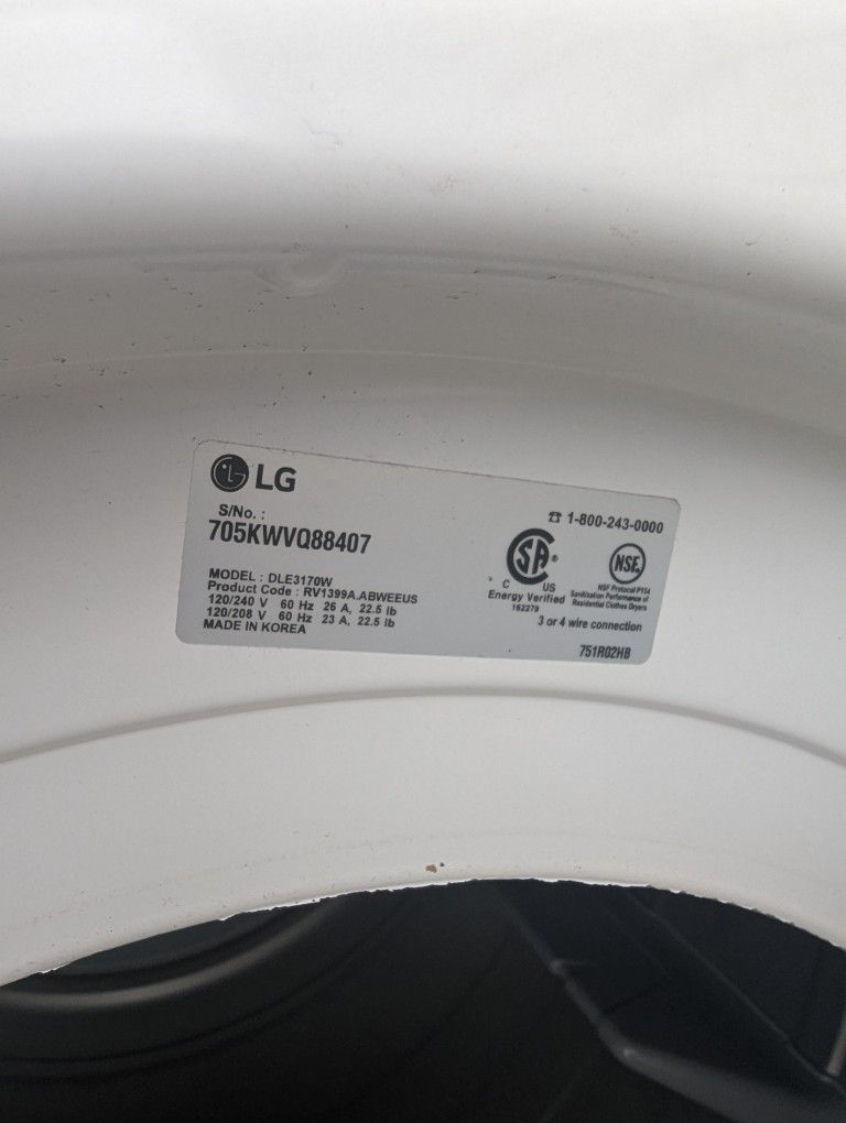 LG Stackable Washer And Electric Dryer