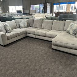 Large Taupe Gray Deep Comfy Sectional 