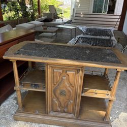 Wood Storage Cabinet With Stone Top 