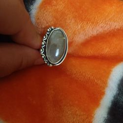 925 Sterling Silver Woman's Ring/Anillo Ajustable De Plata 925 Con Piedra De Citrino Para Dama