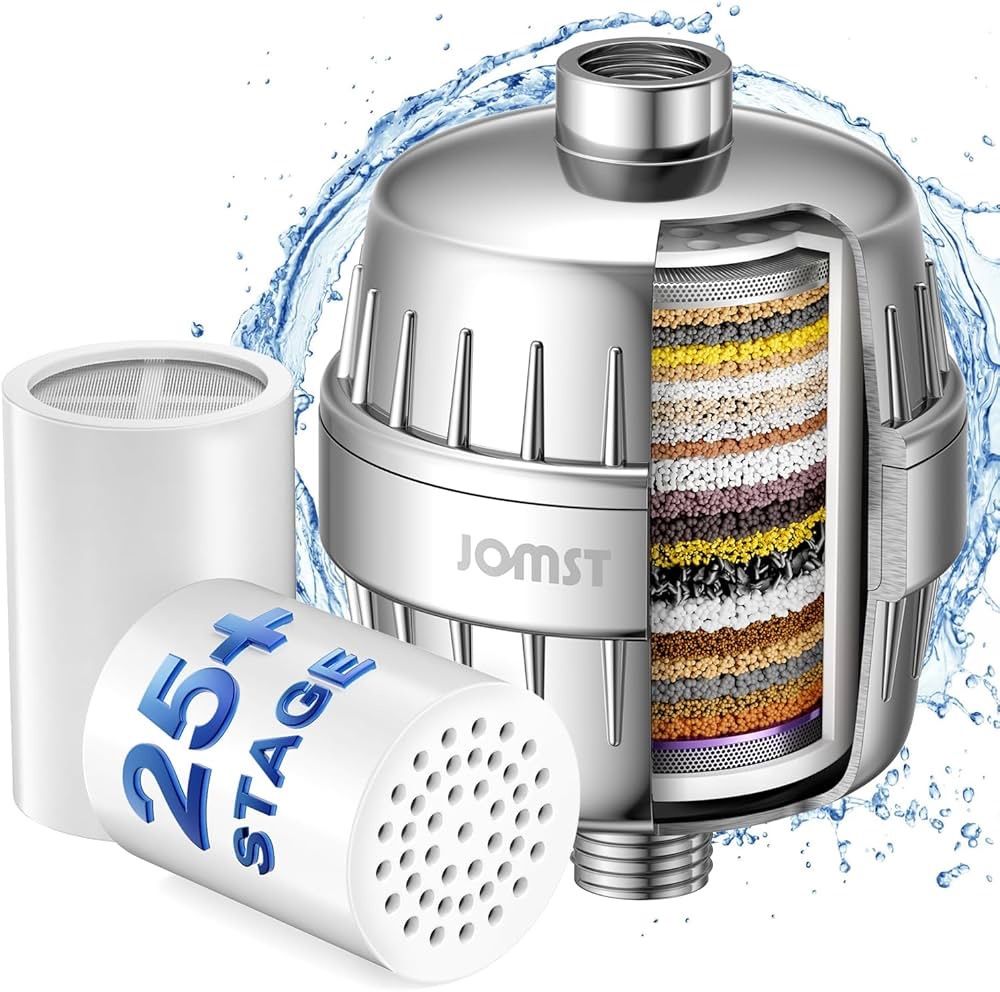 25 STAGE JOMST Shower Filter has a high flow output - shower water cleaning, improved condition of skin, hair and nails, high filtration capacity for 