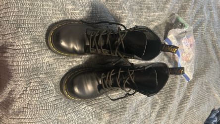 AirWait Black Lace-Up Combat Boots