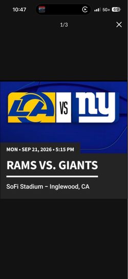 NY Giants vs LA Rams MNF 09/21/2026