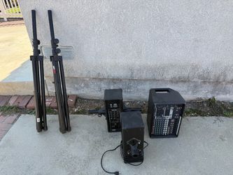 PA System with Speakers, Mixer, and Stands
