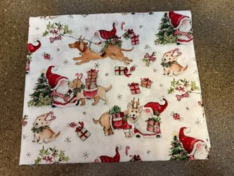 New 1 Yard Of Christmas Gnome And Puppy Fabric 