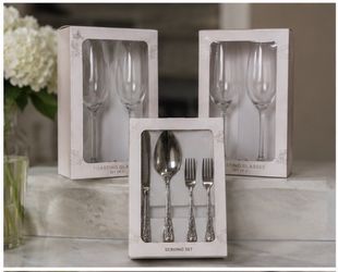 ✨ New Toasting Glasses + Elegant Serving Set – 3 Boxes