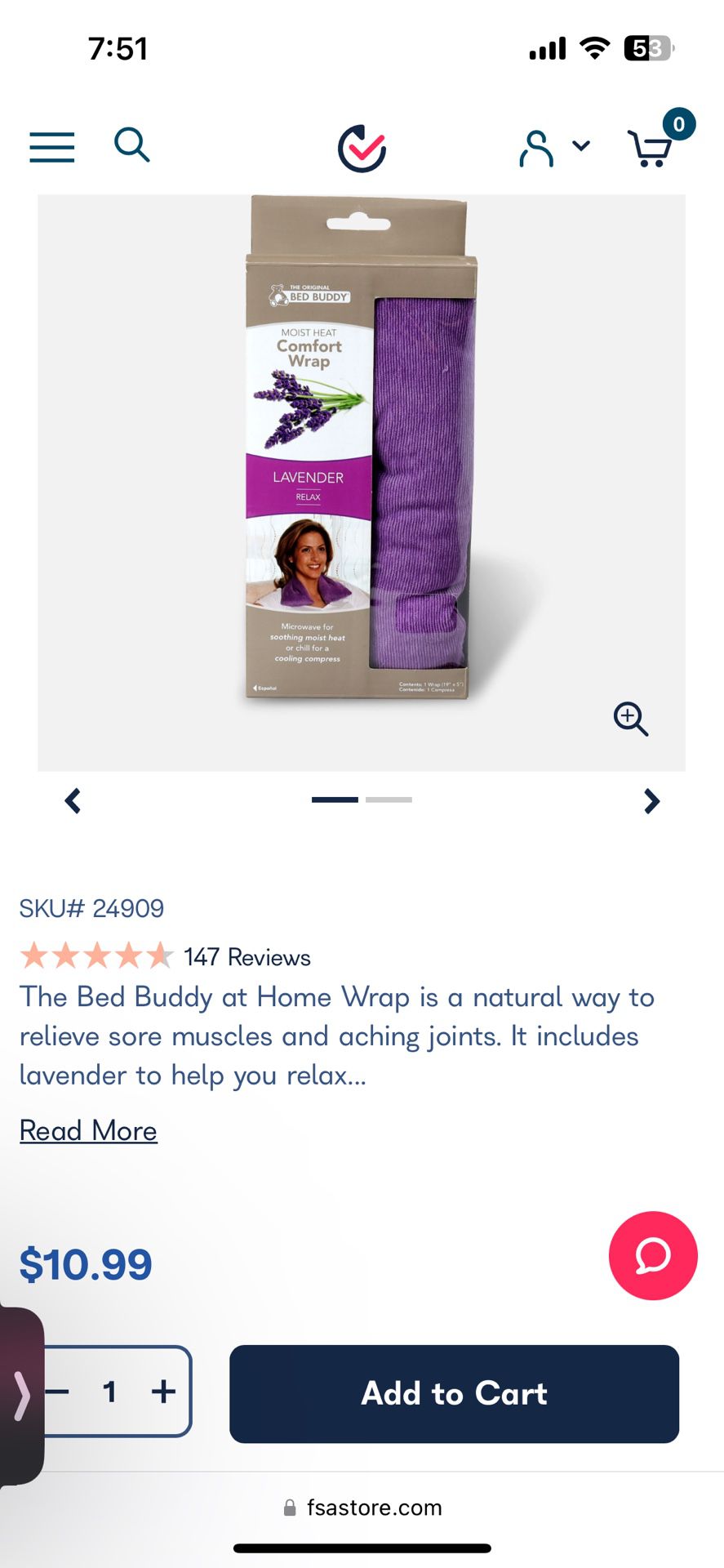 Bed Buddy Wrap -Lavendar