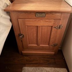 Vintage White Clad Oak Wood Ice Box Nightstand 