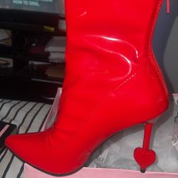 Leather Heart Boots Size 9 