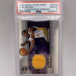 Kobe Bryant 2004 UD All-Star Staples Threads Game-Worn Jersey Material PSA 10