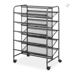 5-Tier Metal Mesh Shoe Rack 30-Pair Double Sided Rolling Shoe Rack