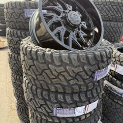 22” TIS WHEELS/ PREDATOR AT 33x12.50R22LT TIRES-PACKAGE DEAL ON SALE!!! 8x180