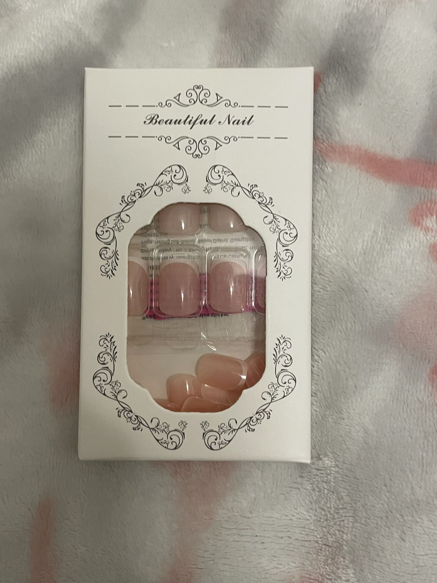 Pink French Tip Press-On-Nails -Square