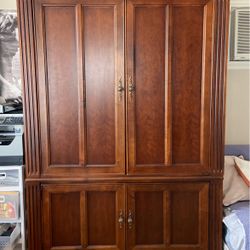 Solid Wood Media Center & Wardrobe Closet