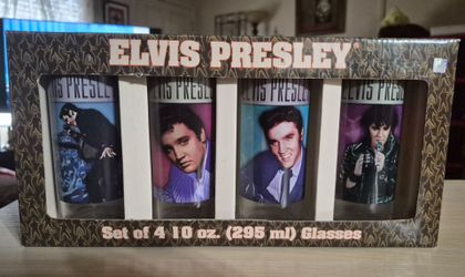 Elvis Presley 10 oz Drinking Glasses Set Of 4 In Original Box NEW