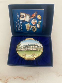 Brand new in box Halcyon Days Enamels Pasadena Tournament of Roses Trinket Box – 2nd Edition of an Annual Series.  Rose bowl