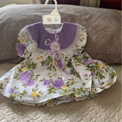 Baby Girl Dress Size Large Purple And Wht Dress 