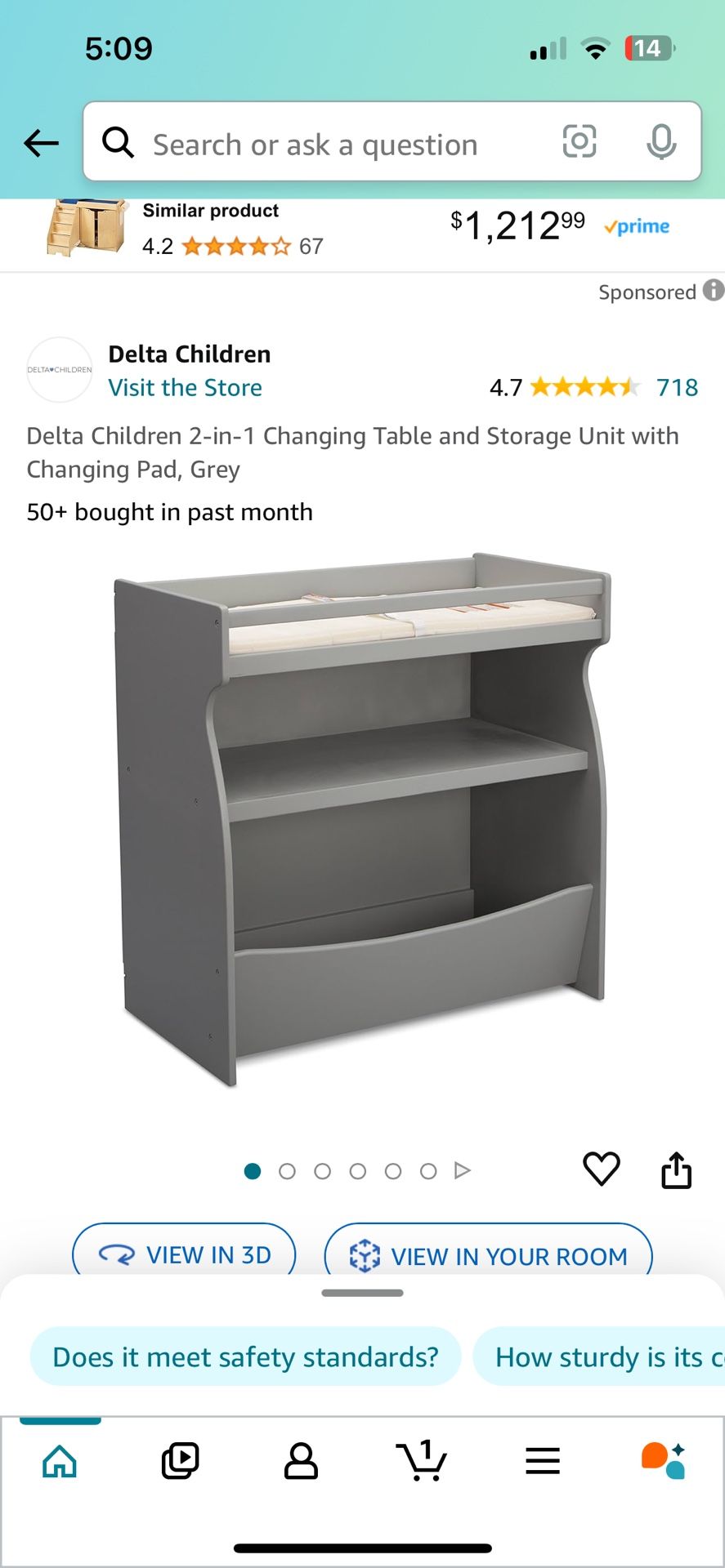 Gray Changing Table 