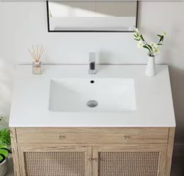 Eridanus Dayton 37 in. W x 22 in. D Vitreous China Vanity Top in White with Single Faucet Hole (Sink Only)