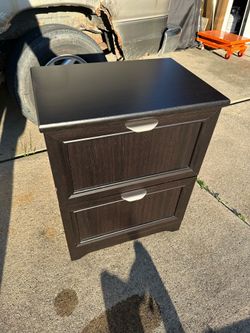 Dark Wood Grain 2 Drawer Cabinet