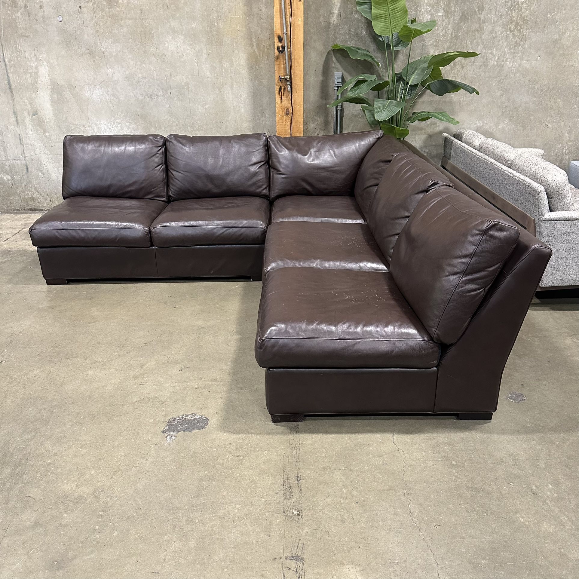Crate And Barrel Leather Axis Sectional Sofa -Delivery Available