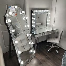 Gourges Vanity Desk W/ Glamorouse Hollywood Mirror $649 Add Stand Mirror $455