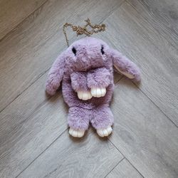 Faux Fur Lavender Purple Bunny Plush Shoulder Purse/bag
