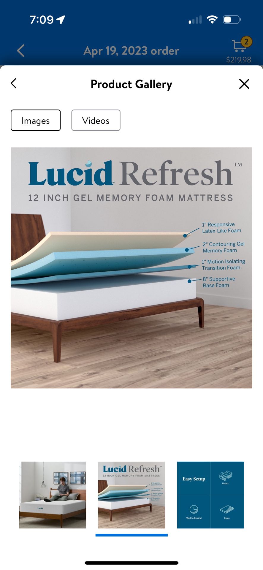 12 inch KING SIZE LUCID refresh Memory foam Gel mattress for sale
