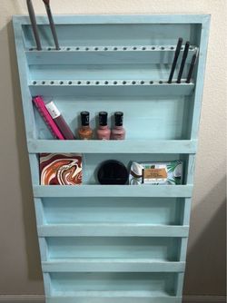 Handmade Wooden Rustic Makeup / Nail Rack.