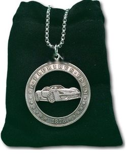 1878 Morgan Silver Dollar Cut-Coin Necklace  Porsche Race Car Pendant Handcrafted from a Genuine U.S. Silver Dollar | 22” Stainless Steel Chain