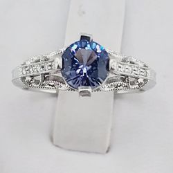 14k gold 1.12ct color changing spinel and vs diamond ring