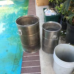 $25 two stainless steel buckets