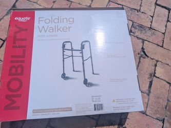 Equate Folding Walker with 5 in Wheels, Black