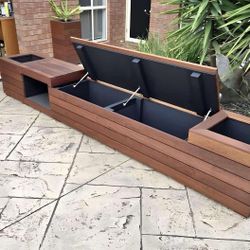 Beautiful privacy wall Frame Planter Box Garden Bed Outdoor Design cedar redwood AC pool equipment cover