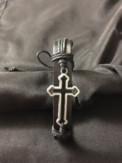Unisex Leather Cross Adjustable Bracelet