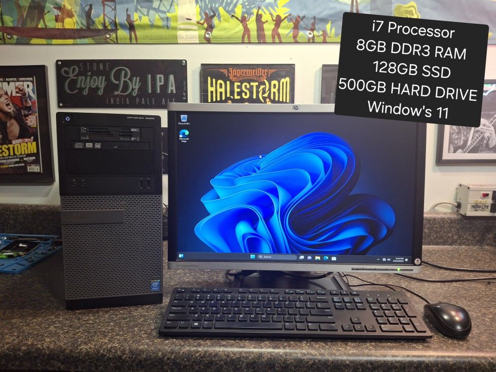 Dell i7 Desktop Computer With Monitor Keyboard And Mouse Included