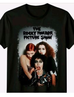 Rocky horror picture show lets do the rime warp again black t dhirt plus size extra large / xl