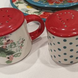 Pioneer Woman Salt and Pepper Shakers - Floral Ceramic Set