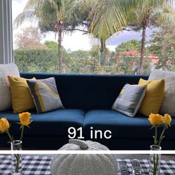  Mid-Century modern deep-blue sofa