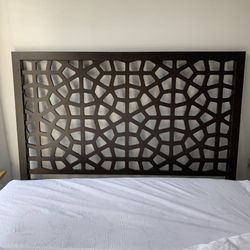 MB/ West Elm "Morocco" Chocolate Brown Lattice Style Full Size Wood Bed Frame