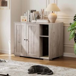 Large Cat Litter Box Enclosure with Power Outlets and USB Ports
