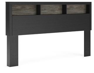 Jonnifer Black/Gray Lighted King Bookcase Headboard