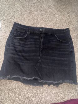 Black denim skirt