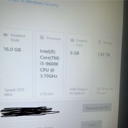 GAMING PC for sale 2tb, i5-9600k, 16gb ram, 5600XT 6gb
