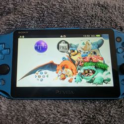 Playstation PS Vita Aqua Blue 2000 Series Mod--bed Playstation Psp Video Game Console Psvita