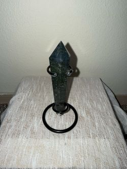 Moss agate wand