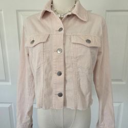 Pink Cropped Jean Jacket Womens SIZE S