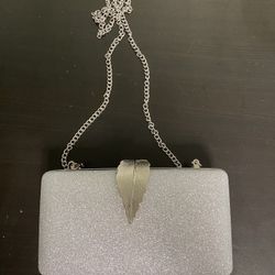 Sparkle Silver Leaf Evening Bag New Q