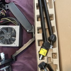 (BUNDLE) Dual monitor stand/Microphone stand/PSU 